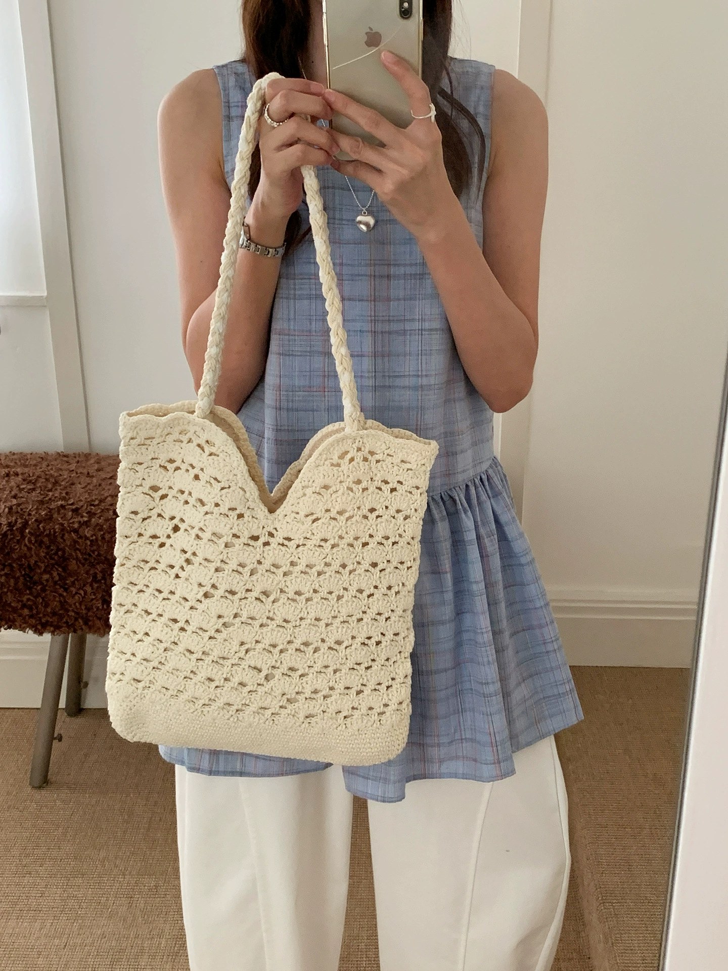 Woven Synthetic Tote Bag view 5