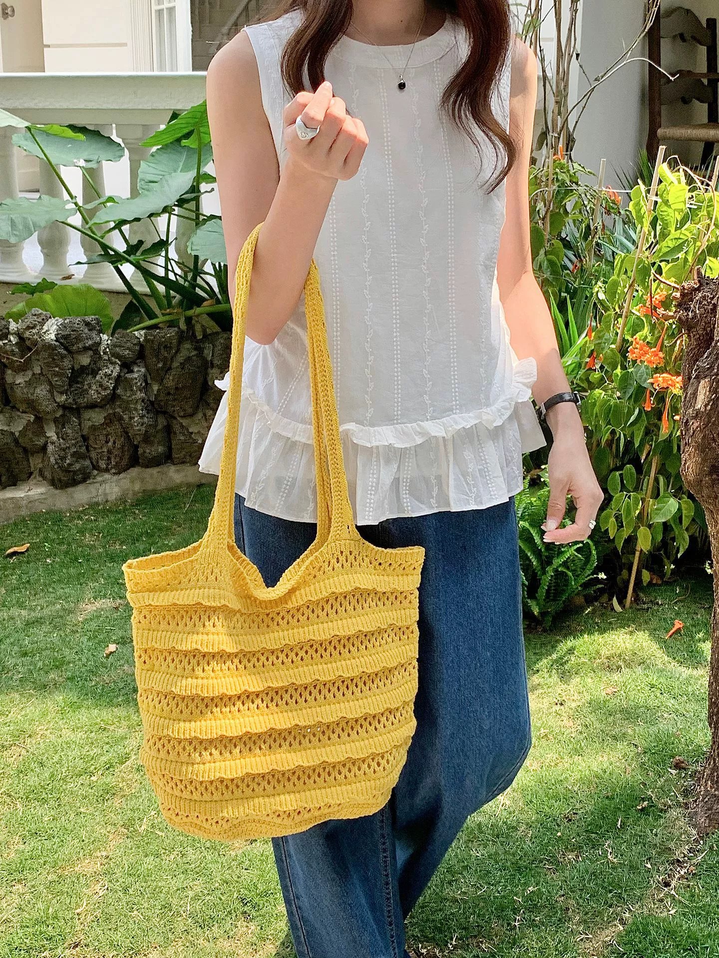 Woven Synthetic Tote Bag view 4