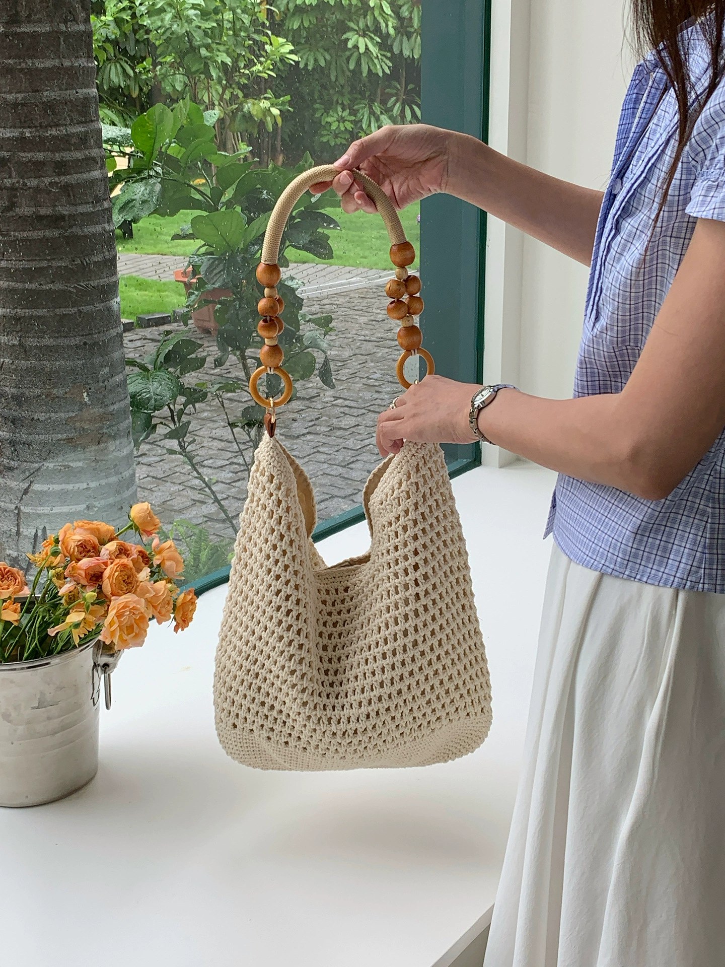 Woven Synthetic Tote Bag view 3
