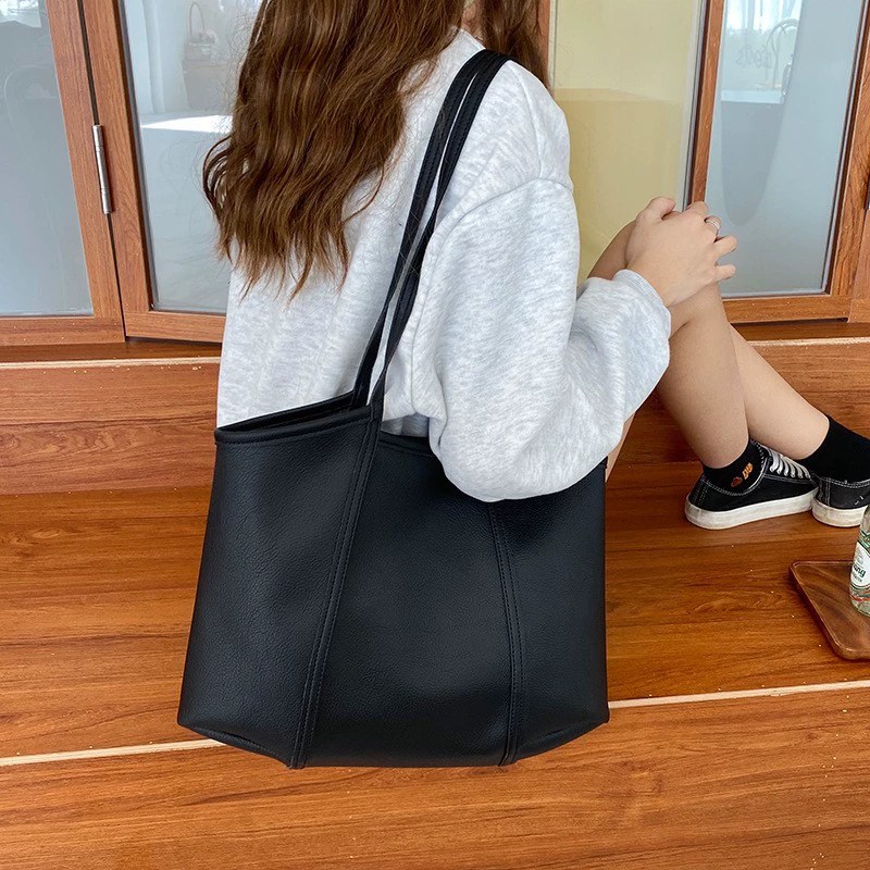 Red PU Leather Tote Bag view 3