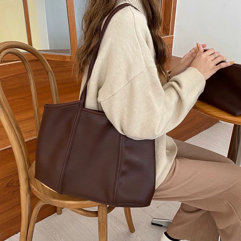 Red PU Leather Tote Bag view 5