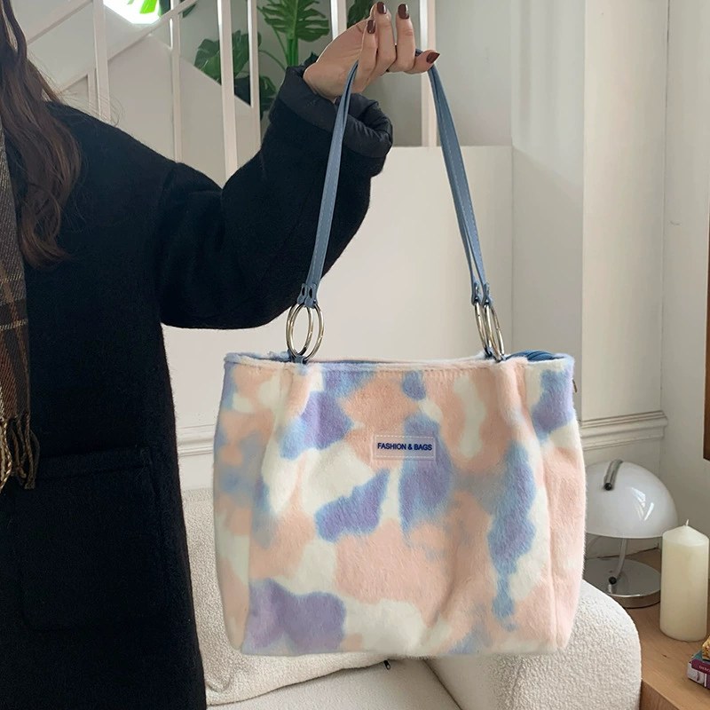 Blue PU Leather Tote Bag view 4
