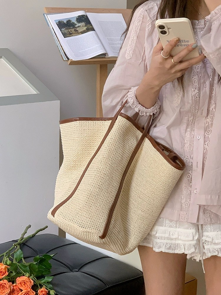 Woven Synthetic Tote Bag view 5
