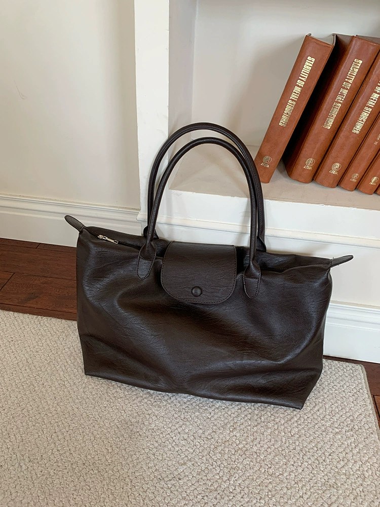 Black PU Leather Tote Bag view 4