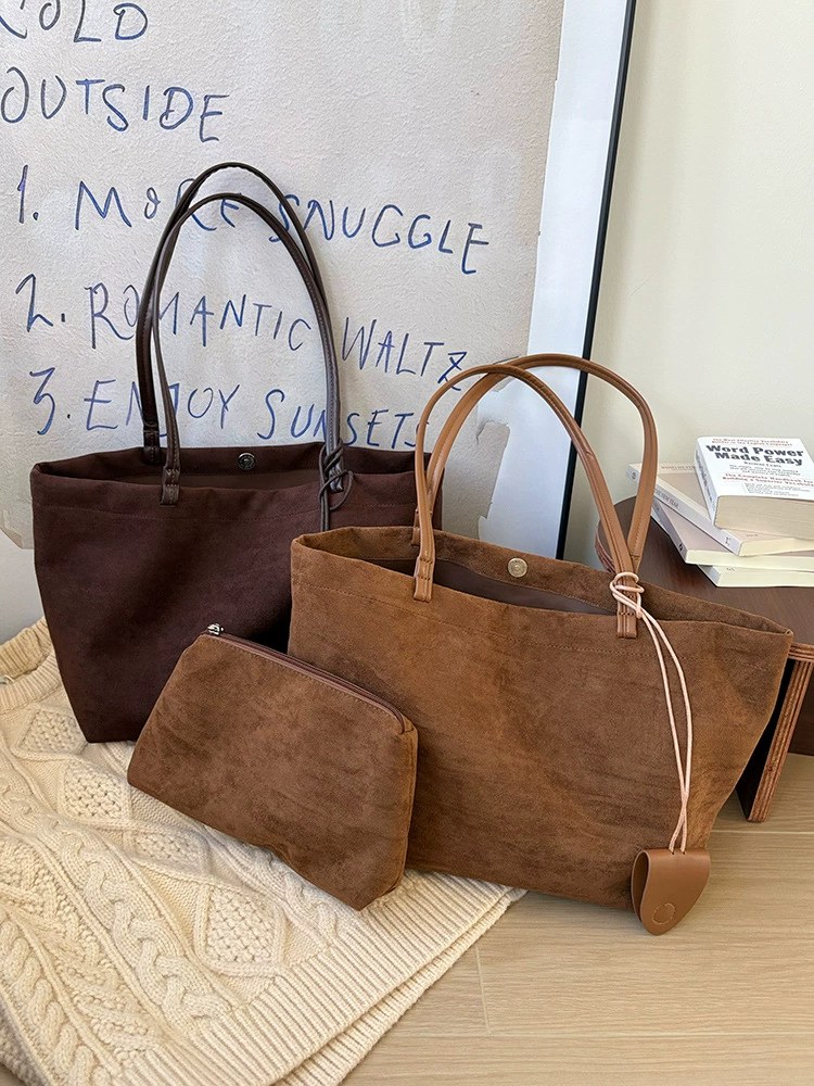 Brown PU Leather Tote Bag view 2
