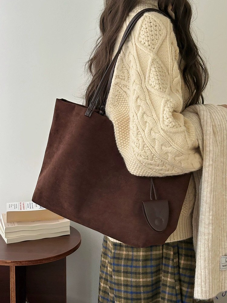 Brown PU Leather Tote Bag view 3