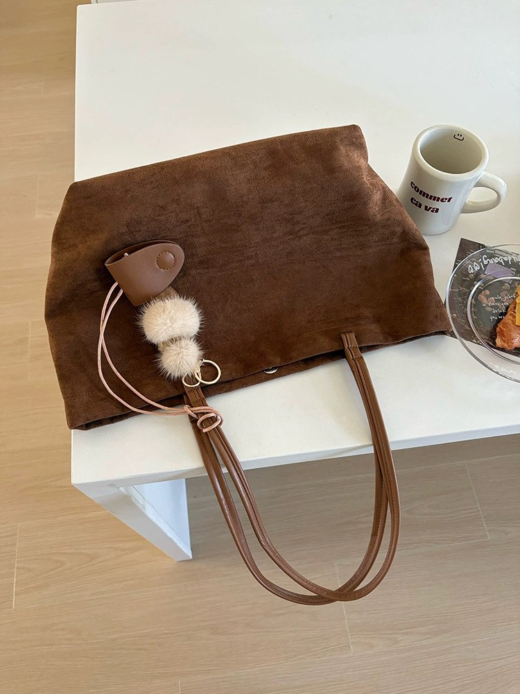 Brown PU Leather Tote Bag view 5